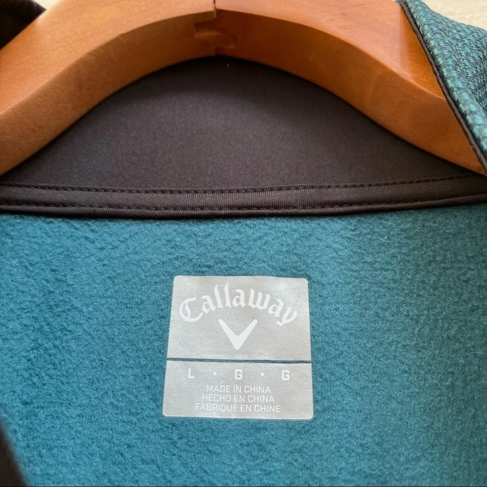 NWT Callaway 1/4 Quarter Zip Pullover Golf Weather Series Dark Green Teal Size L